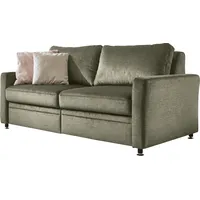 Schlafsofa DIE PLANBAR "MP-PD19021" Sofas Gr. B/H/T: 186cm x 90cm x 100cm, Velours, grün (olive) mit Längsschläferfunktion 80 bzw. 160x210 cm