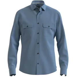 Olymp Regular Fit Cordhemd mit Kentkragen, Jeansblau, M