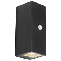 QAZQA Moderne Wandleuchte schwarz IP44 mit Bewegungsmelder - Baleno