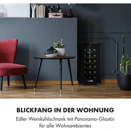 Klarstein Weinkühlschrank, Getränkekühlschrank Schmal, 1 Zone Kühlschrank mit Glastür, Outdoor GetränkekühlschränkeFreistehend, Weinkühlschrank Klein, Kühlschrank mit Uv-schutz, 11-18°c, 18