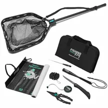 fishing king tackle Zubehörset Anglermesser/Kescher/Angeltasche/Angelhaken