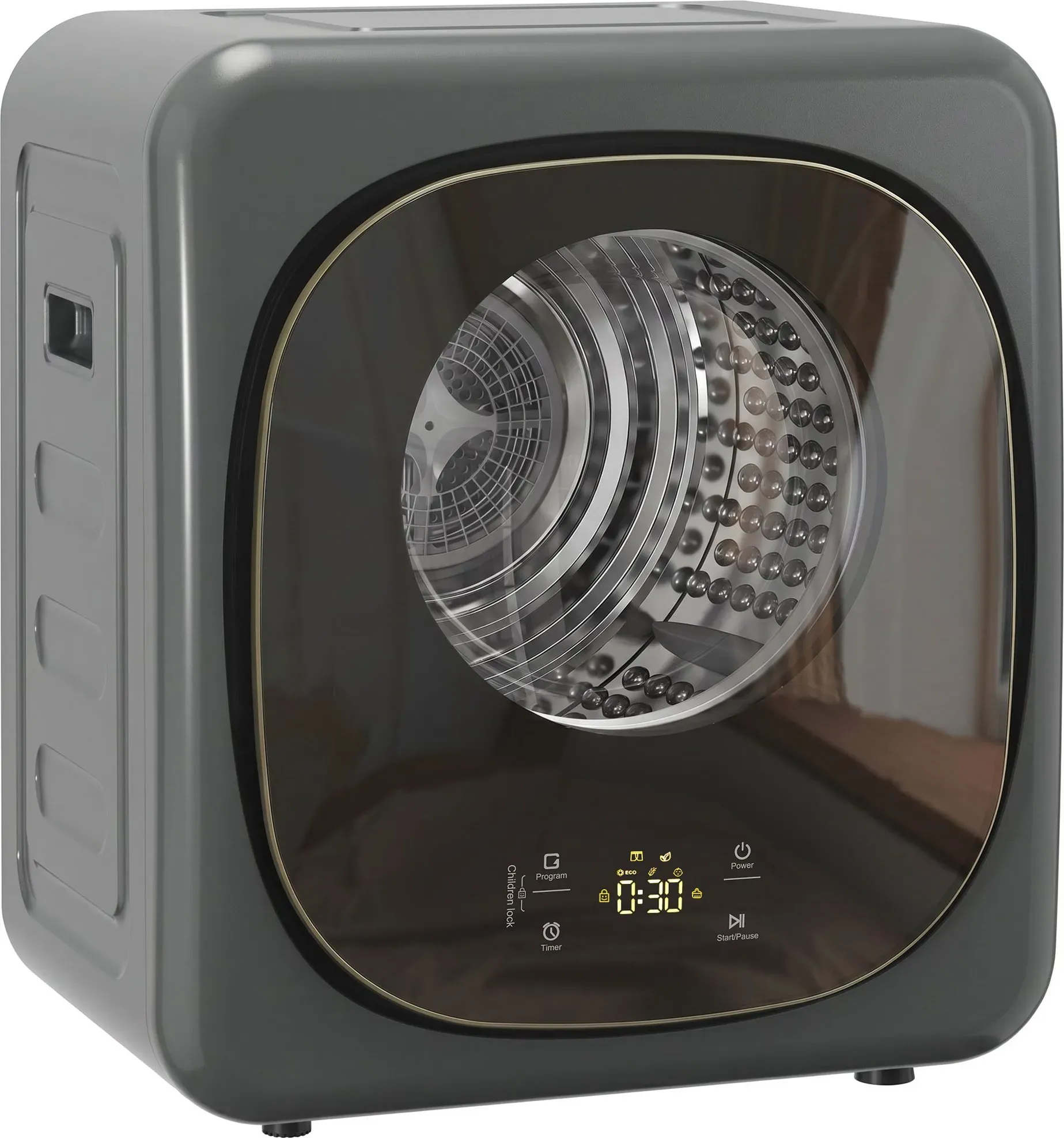 HOMCOM Mini Wäschetrockner mit 5 Programm 800 W 4 kg bis zu 60°C, Freistehend Wandmontierbar Ablufttrockner mit Smart-Sensor, Timer und Touch-Anzeige Trockner für Kleidung Grau   Aosom