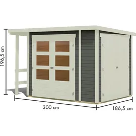 Karibu Gartenhaus Außenmaß (BxHxT): 300 x 186,5 cm, terragrau