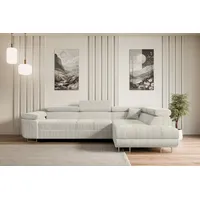 altdecor Ecksofa Cord mit Schlaffunktion 2-Sitzer Creme