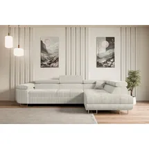 altdecor Ecksofa Cord mit Schlaffunktion 2-Sitzer Creme
