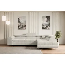 altdecor Ecksofa Cord mit Schlaffunktion 2-Sitzer Creme