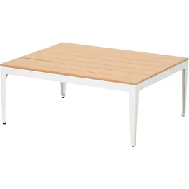 Beliani Garten Ecksofa mit Tisch 5-Sitzer POSITANO Cremeweiß