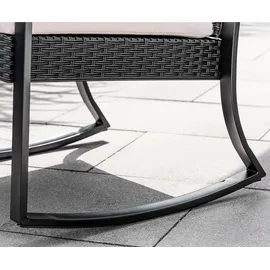 HC Garten & Freizeit 3 tlg. Rattan Schaukelstuhl Set Balkonset schwarz