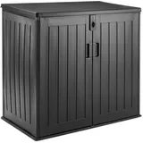 Amazon Basics Lagerschuppen, Mülltonnenbox für Zwei 120-Liter-Tonnen, Wetterbeständig, 116cm x 70,5cm x 112,8cm, Schwarz