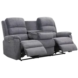vente-unique Relaxsofa elektrisch 3-Sitzer - Stoff - Anthrazit - NEVERS
