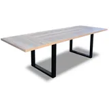 JVmoebel Esstisch Ausziehbarer Holztisch in Braun mit grauem Gestell und blauen Füßen (Packung, 1-St., Esstisch), Made in Europa grau