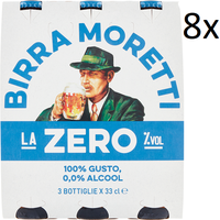 8x Birra Moretti La Zero Alkoholfreies Goldenes Bier Birra Analcolica 3x33cl