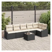 vidaXL Gartensofa-Set 7-tlg. Braun/Creme