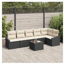 vidaXL Gartensofa-Set 7-tlg. Braun/Creme