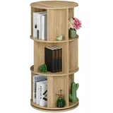 Relaxdays Bücherregal drehbar, 15 Fächer, H x D: 104 x 50 cm, Holzoptik, Drehregal für Bücher & DVDs, Bücherturm, natur