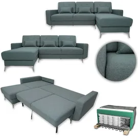 VitaliSpa Ecksofa York Webstoff blau