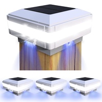 FVTLED 4er Solar Zaunbeleuchtung Pfostenkappe für Mehrere Größen 7x7,8x8,9x9,10x10 Standardpfosten 6000K IP65 wasserdicht Pfostenkappen Holzpfosten,Abdeckkappen Zaunpfosten mit Schrauben