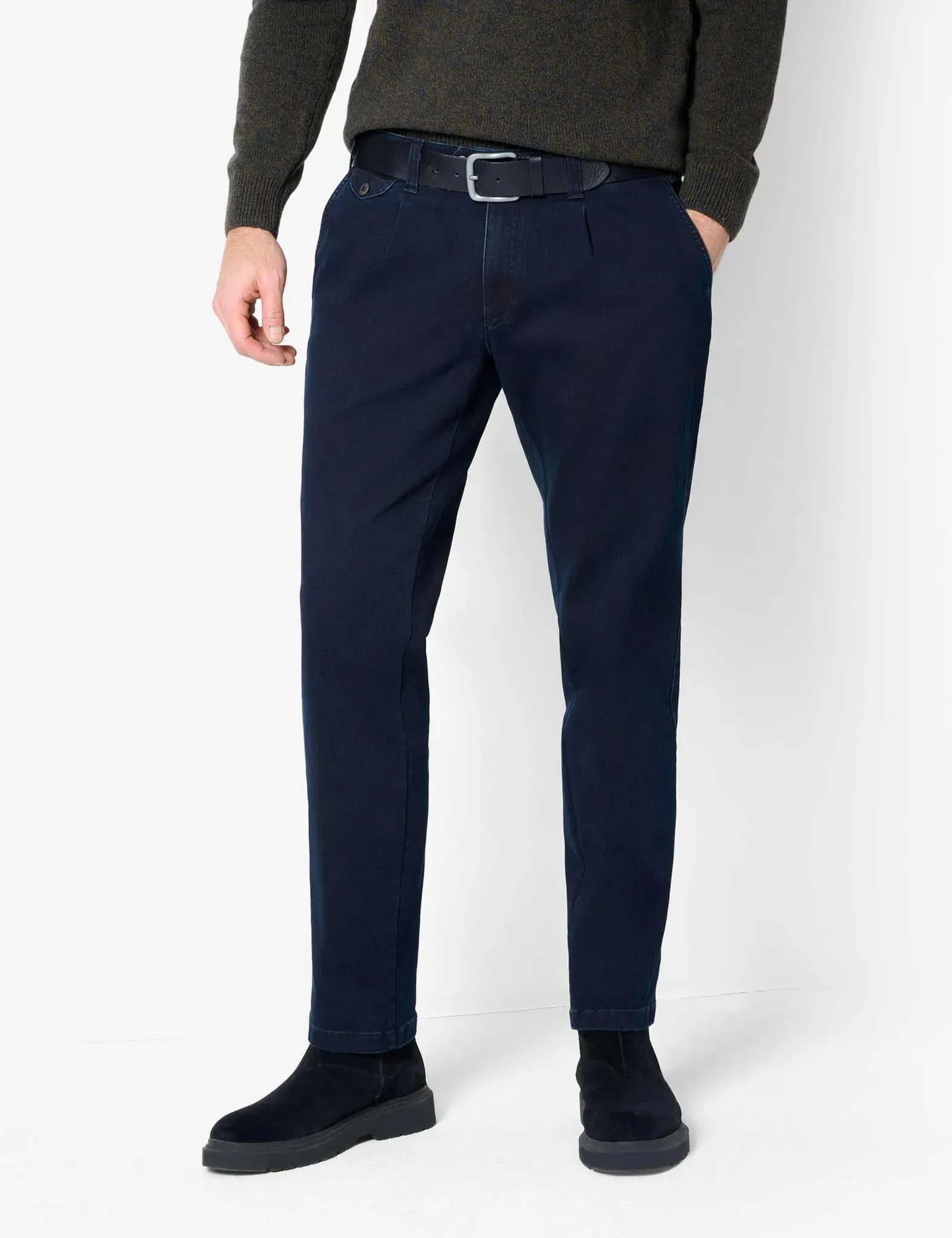 Eurex by Brax Herren Bundfaltenhose Style FRED, denim dunkelblau, Gr. 35U