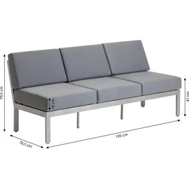 Dehner Chicago Loungebank 3-Sitzer grau/silber