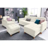 exxpo - sofa fashion "Elio, kompakt, bequem & zeitloses Design, Breite 217cm, L-Form", weiß (alpine weiß), B:217cm H:84cm T:157cm, Luxus-Kunstleder;NaturLEDER (echtes Rindsleder) in Sitz und Rücken.