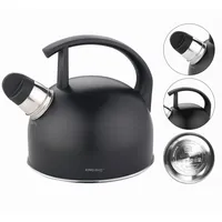 KING HOFF 1.5L Flötenkessel Edelstahl-Kessel Stahlkessel Wasserkessel mattschwarz KINGHOFF