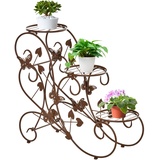 Outsunny Blumenständer, 3-stufiger Blumentreppe Pflanzenstand, Metall,