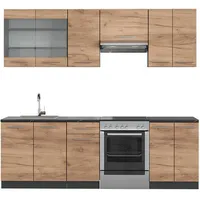 Vicco Küchenzeile Fame-Line 240 cm Goldkraft Eiche/Anthrazit