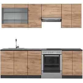 Vicco Küchenzeile Fame-Line 240 cm Goldkraft Eiche/Anthrazit