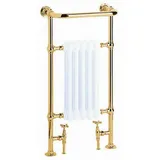 Casa Padrino Luxus Badheizung Weiß / Gold 940 x 500 mm - Handtuchheizkörper - Vintage Bad Heizkörper Handtuchhalter