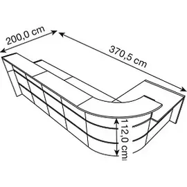 Kerkmann Empfangstheke BARI L-Form, anthrazit, weiß 370,0 x 200,0 x 112,0 cm