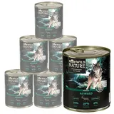 Dehner Wild Nature Hundefutter Auwald, Nassfutter getreidefrei / zuckerfrei, für ausgewachsene Hunde, Geflügel / Wild, 6 x 800 g Dose (4.8 kg)