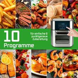 GOURMETmaxx Heißluftfritteuse Digital 12L Edelstahl/schwarz