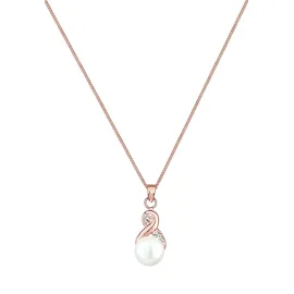 Elli Perlenkette Infinity Kristalle Süßwasserzuchtperle 925 Sterling Silber roségold