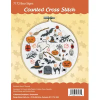 Design Works Crafts Kreuzstich Stickpackung mit Stickrahmen Boo-Zeichen, Zählmuster