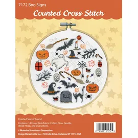 Design Works Crafts Kreuzstich Stickpackung mit Stickrahmen Boo-Zeichen, Zählmuster