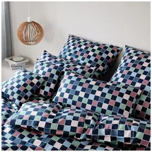 ELEGANTE Scrabble Kariert Blau 140 x 200 cm + 70 x 90 cm