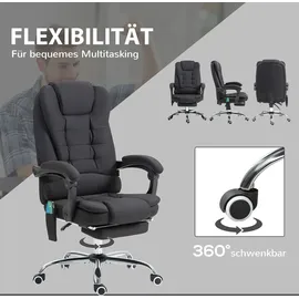 Vinsetto Bürostuhl mit Massagefunktion, Ergonomisch Schreibtischstuhl mit Wärmefunktion, Höhenverstellbar Computerstuhl mit Fernbedienung, Schwarz