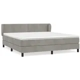 vidaXL Boxspringbett mit Matratze Hellgrau 160x200 cm Samt