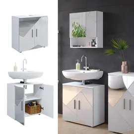 Vicco Waschbeckenunterschrank Irma Weiß Hochglanz mit Einsätzen, 60 x 59 cm