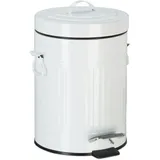 Relaxdays Treteimer Vintage, Abfalleimer für Küche oder Bad, aus Metall, mit Tretfunktion, Kosmetikeimer, 5 Liter, Weiß