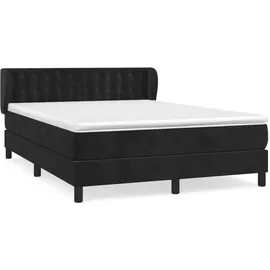 vidaXL Boxspringbett mit Matratze Schwarz 140x200 cm Samt