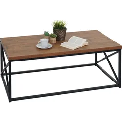 Couchtisch HWC-A27, Wohnzimmertisch Beistelltisch Sofatisch, Metall 3D-Struktur 44x110x60cm, Wildeiche-Optik