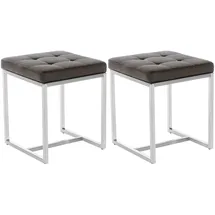 CLP 2er Set Edelstahl-Sitzhocker Barci Kunstleder I Moderne Hocker Mit Hochwertiger Polsterung Und Bodenschonern In Vielen Farben