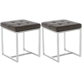 CLP 2er Set Edelstahl-Sitzhocker Barci Kunstleder I Moderne Hocker Mit Hochwertiger Polsterung Und Bodenschonern In Vielen Farben