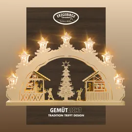 Weigla Schwibbogen/Lichterbogen"Weihnachtsmarkt" 7 flammig Erzgebirge garantiert