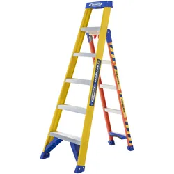 Werner Anlegeleiter Stehleiter Leansafe X3 6 Stufen Kunststoff GFK