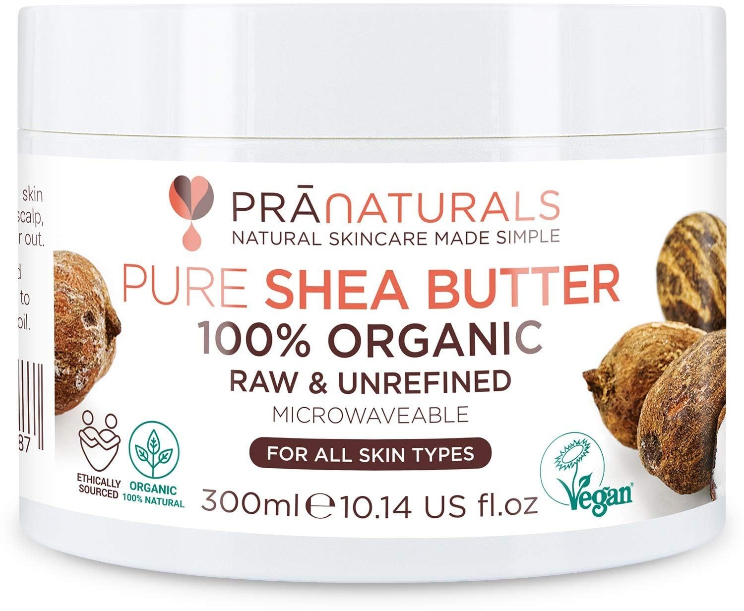 PraNaturals 100% Bio Sheabutter 300ml, Rohes, unraffiniertes Extra Virgin A-Grade African 300 ml