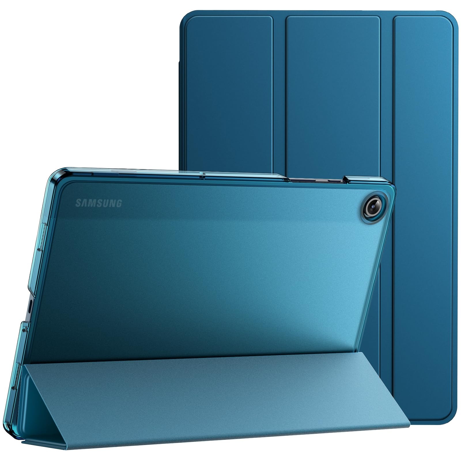 JETech Hülle für Samsung Galaxy Tab A9+ / A9 Plus 11 Zoll 2023, Dünn Transluzent Rückseite Tri-Fold Folio Ständer Tablet Schutzhülle, Auto Wachen/Schlafen (Blaugrün)