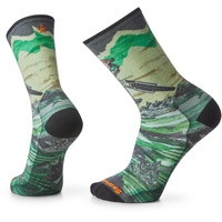 Smartwool Unisex-Adult Bike Zero Cushion Wolf Print Crew Socks, Natural, M