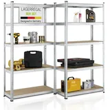 Juskys Lagerregal Basic 8er Set 180x90x40 cm – Metall Schwerlastregal, 40 Böden, 7000 kg